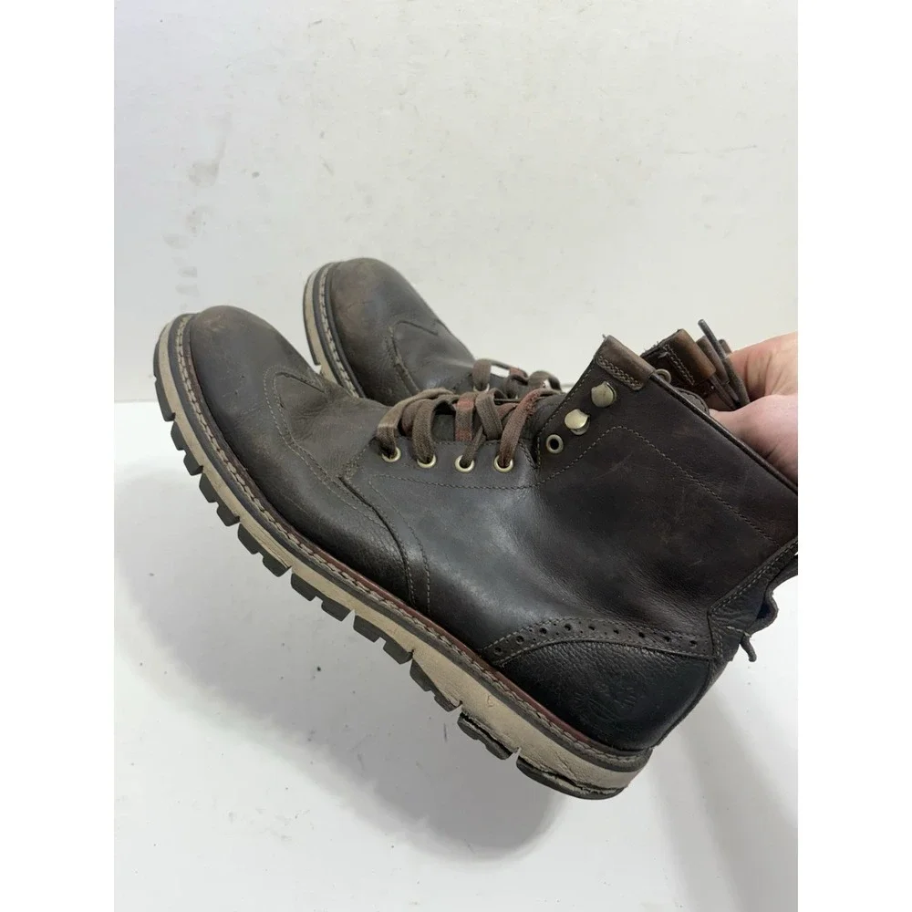 Timberland Men's Britton Hill Brown Leather Wing Tip Chukka Boots Size 10
